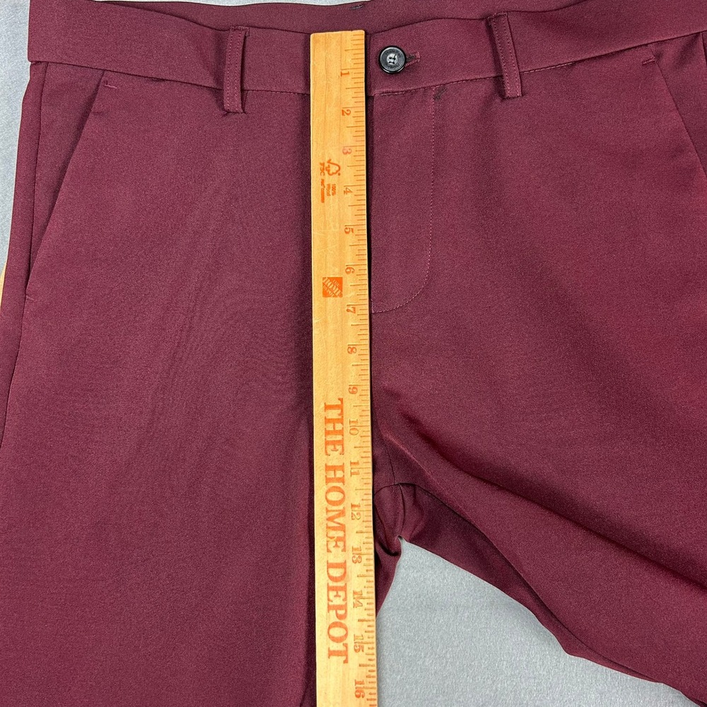Plaid&Plain Dress Pants Skinny Fit Mens 34x26 Burgundy 6101# - Picture 8 of 12
